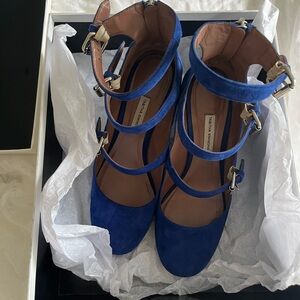 Tabitha Simmons Vibrant Blue Multi-Strap Heels